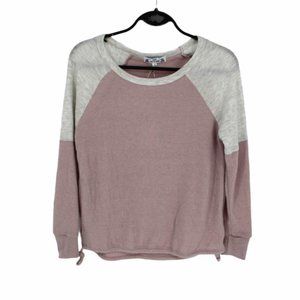 NWT Poof! New York Raglan Crew Neck Sweater Pink And Gray Size S G146